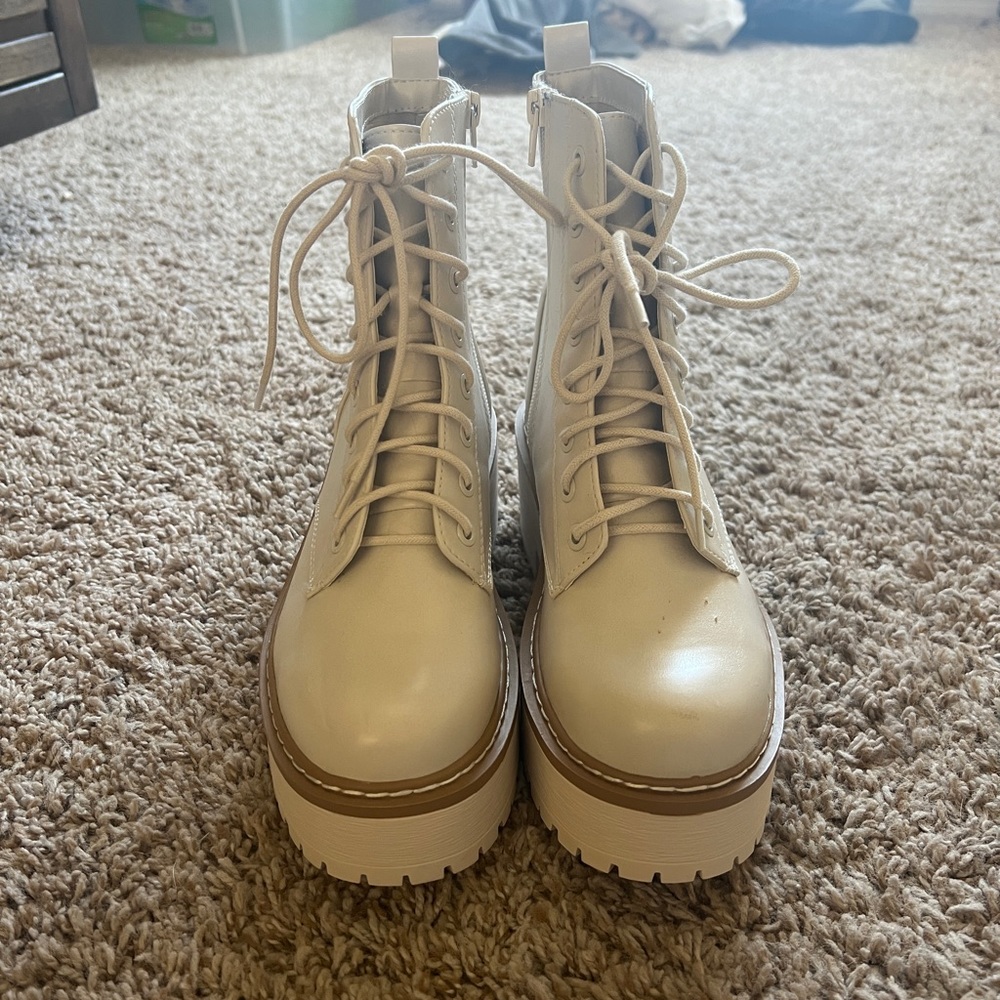 Ivory combat boots